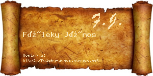 Füleky János névjegykártya